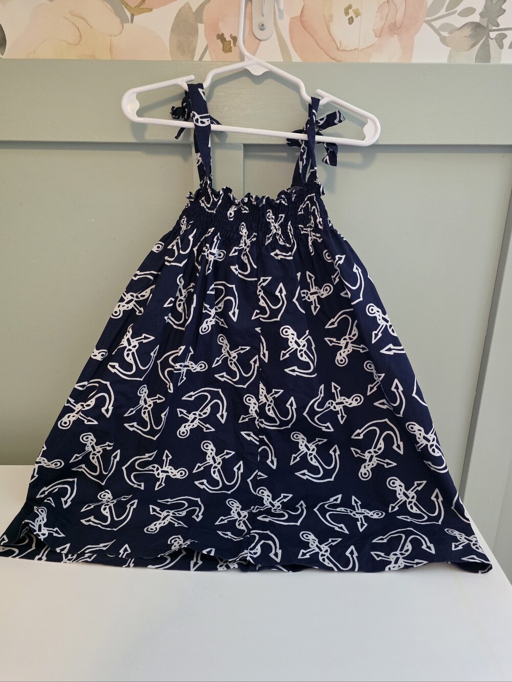 Rachel Riley Navy and White Nautical 4 Or  4t  Anchor Print Sundress